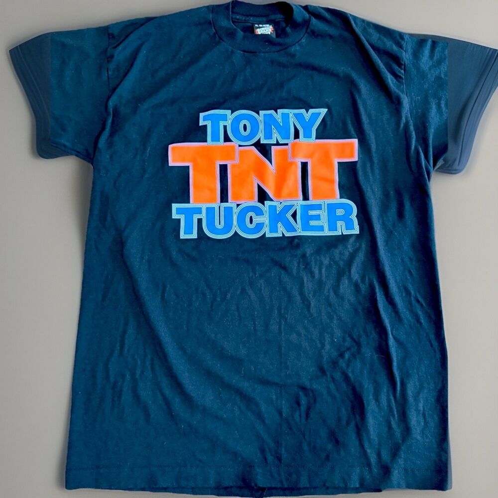 TONY TNT TUCKER Boxing TShirt Black Size XL Good Used Condition